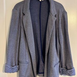 Skies Are Blue Heathered Blue Open-Front Knit Blazer